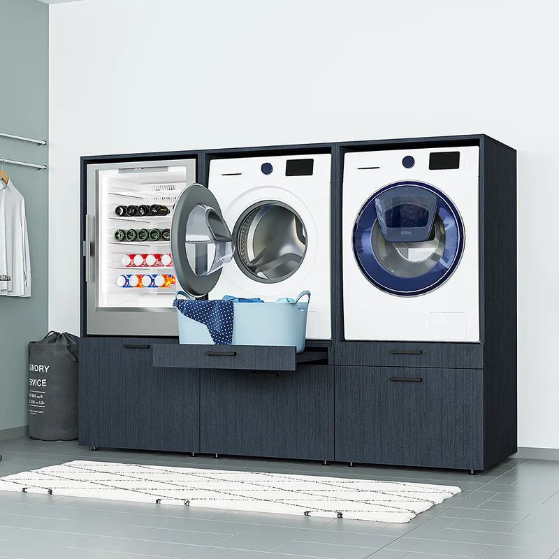Roomart wasmachinekast SERIE 2, 201 cm, voor 3 apparaten, 145 cm hoog