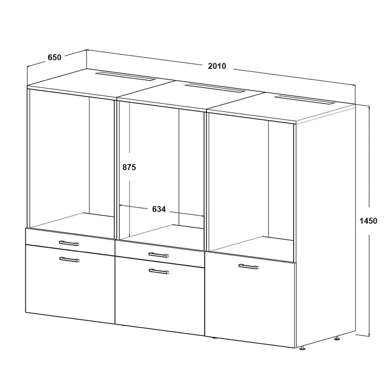 Roomart wasmachinekast SERIE 2, 201 cm, voor 3 apparaten, 145 cm hoog