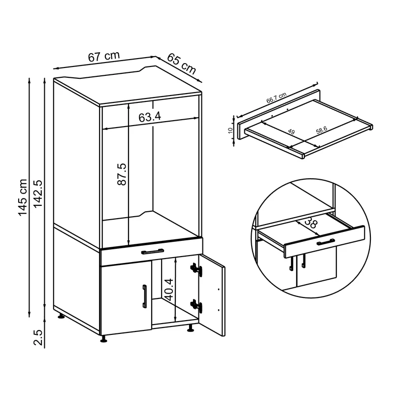Roomart wasmachinekast SERIE 3, 67 cm, 145 cm hoog, in 3 kleuren