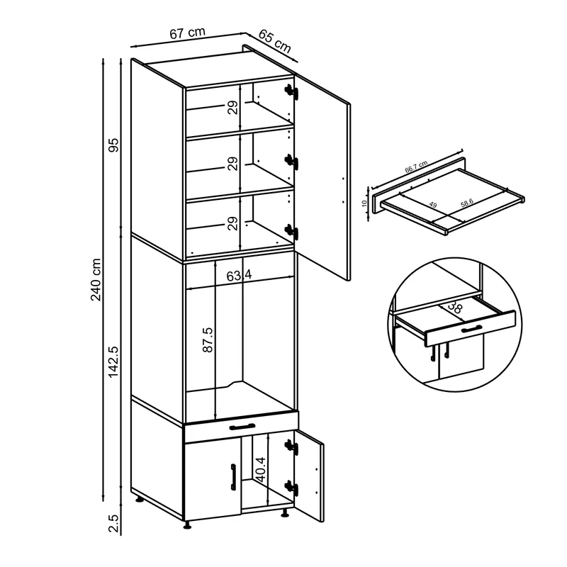 Roomart wasmachinekast SERIE 3, 67 cm, 240 cm hoog, in 3 kleuren