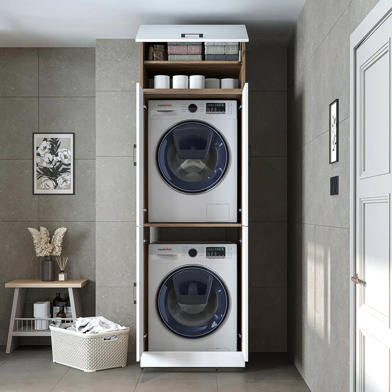 Roomart wasmachinekast DORA-II, 70 cm, voor wasmachine en droger, in 5 kleuren