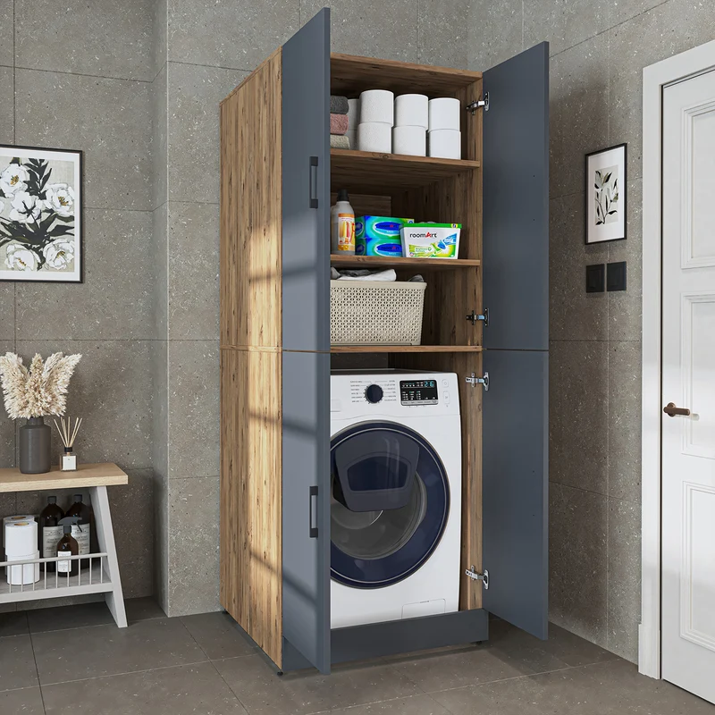 Roomart wasmachinekast DORA-II, 70 cm, voor wasmachine en droger, in 5 kleuren