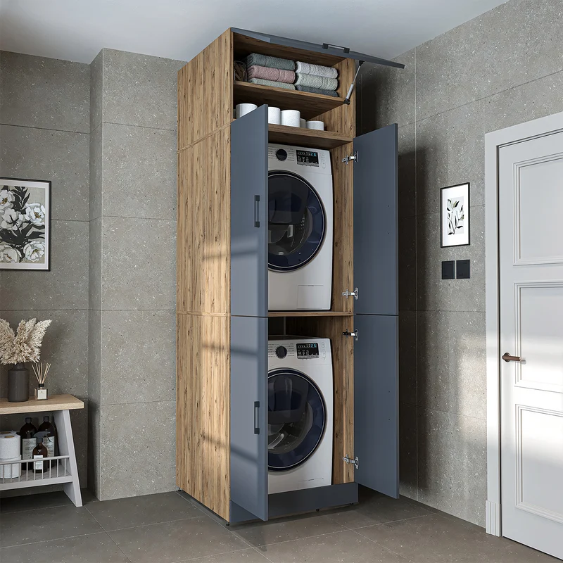 Roomart wasmachinekast DORA-II, 70 cm, voor wasmachine en droger, in 5 kleuren
