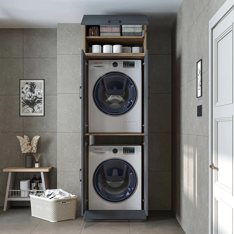 Roomart wasmachinekast DORA-II, 70 cm, voor wasmachine en droger, in 5 kleuren