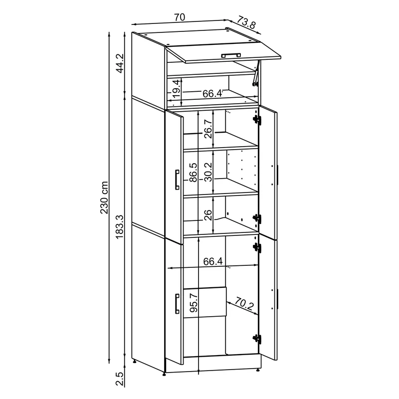 Roomart wasmachinekast DORA-II, 70 cm, voor wasmachine en droger, in 5 kleuren