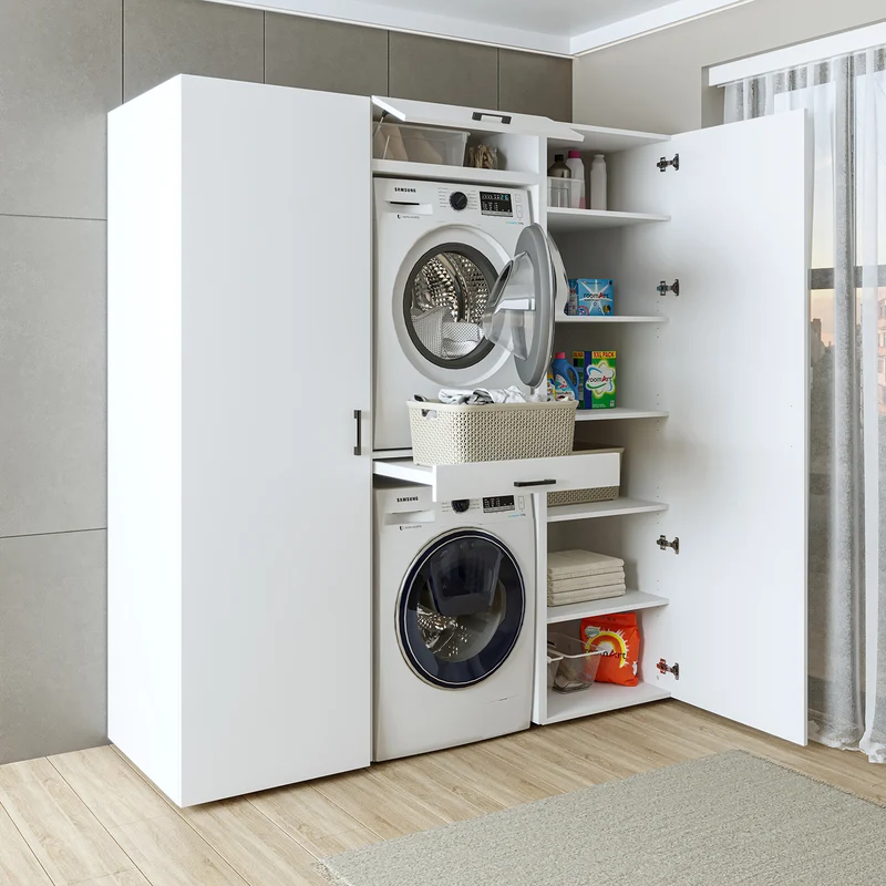 Roomart wasmachinekast DUO-I, 187 cm, kastenwand met twee hoge kasten, in 3 kleuren