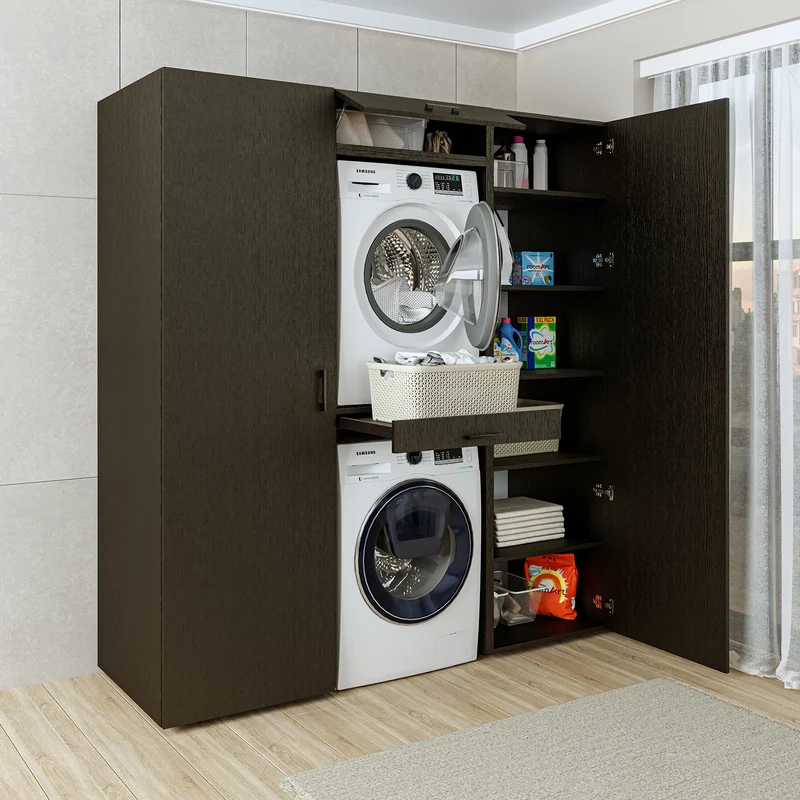 Roomart wasmachinekast DUO-I, 187 cm, kastenwand met twee hoge kasten, in 3 kleuren