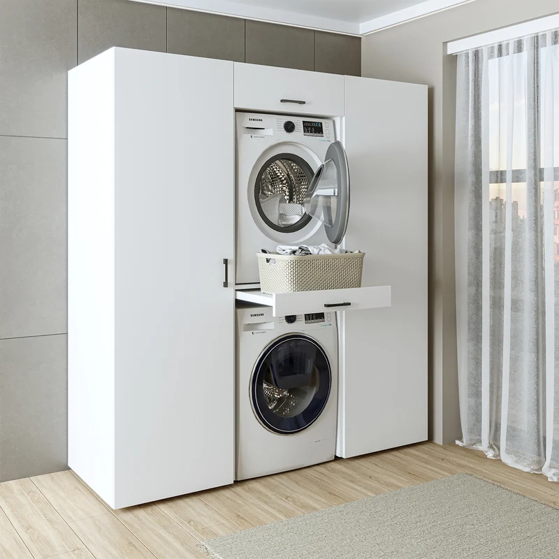 Roomart wasmachinekast DUO-I, 187 cm, kastenwand met twee hoge kasten, in 3 kleuren