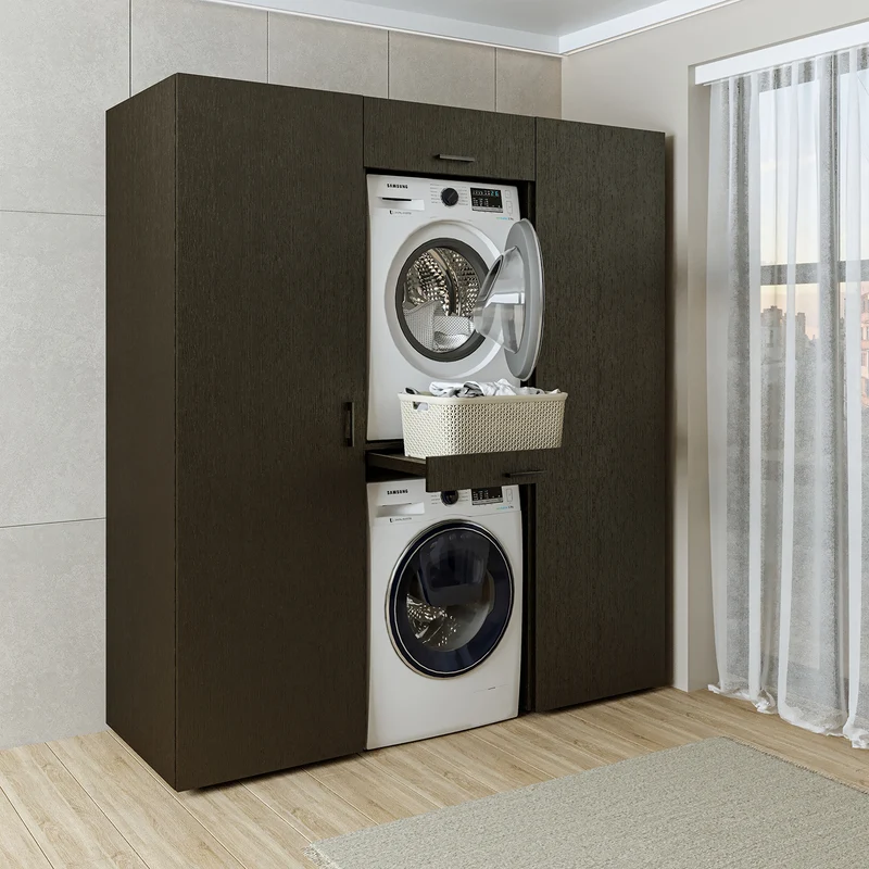 Roomart wasmachinekast DUO-I, 187 cm, kastenwand met twee hoge kasten, in 3 kleuren