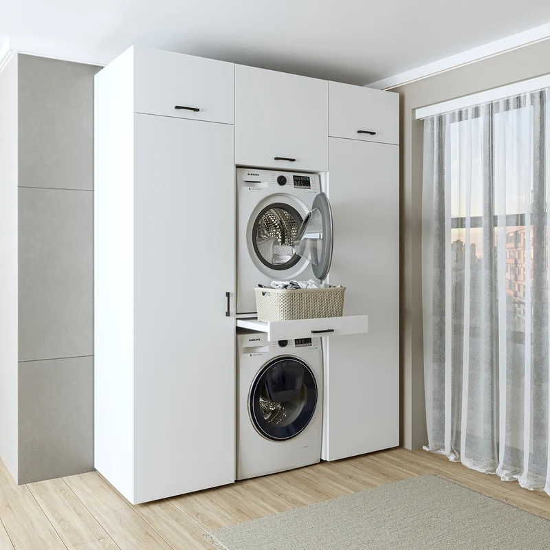 Roomart wasmachinekast DUO-I, 187 cm, kastenwand met twee hoge kasten, in 3 kleuren