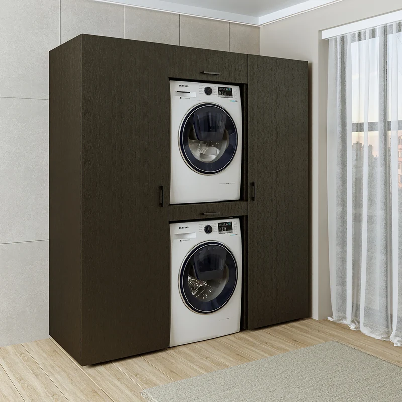 Roomart wasmachinekast DUO-I, 187 cm, kastenwand met twee hoge kasten, in 3 kleuren
