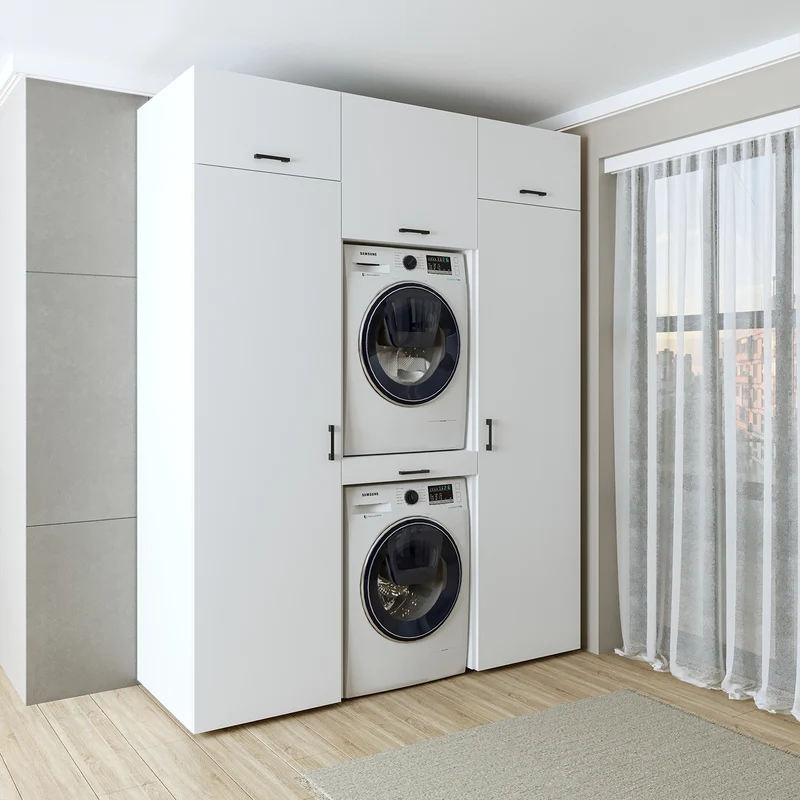 Roomart wasmachinekast DUO-I, 187 cm, kastenwand met twee hoge kasten, in 3 kleuren