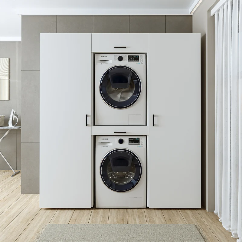 Roomart wasmachinekast DUO-I, 187 cm, kastenwand met twee hoge kasten, in 3 kleuren