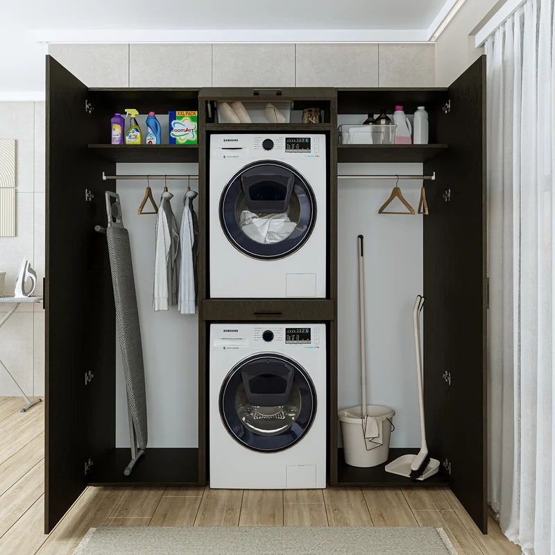 Roomart wasmachinekast DUO-I, 187 cm, kastenwand met twee hoge kasten, in 3 kleuren