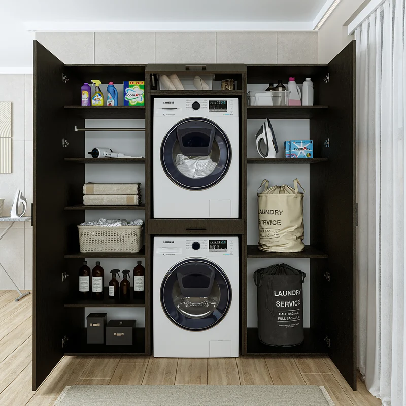 Roomart wasmachinekast DUO-I, 187 cm, kastenwand met twee hoge kasten, in 3 kleuren