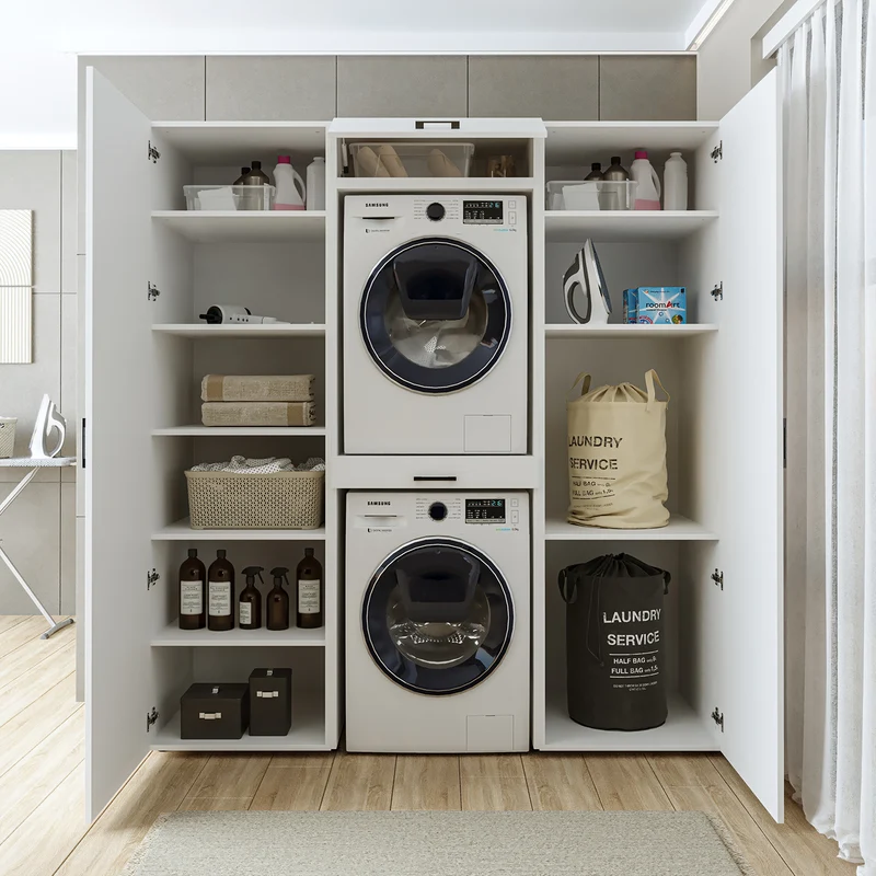 Roomart wasmachinekast DUO-I, 187 cm, kastenwand met twee hoge kasten, in 3 kleuren