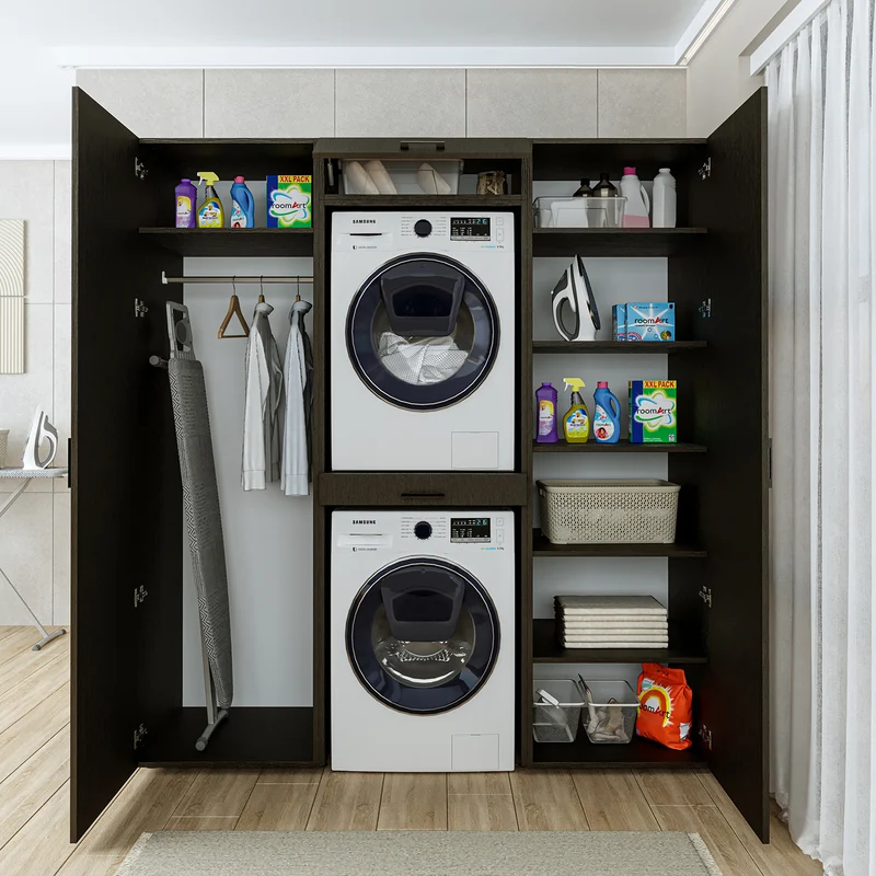 Roomart wasmachinekast DUO-I, 187 cm, kastenwand met twee hoge kasten, in 3 kleuren