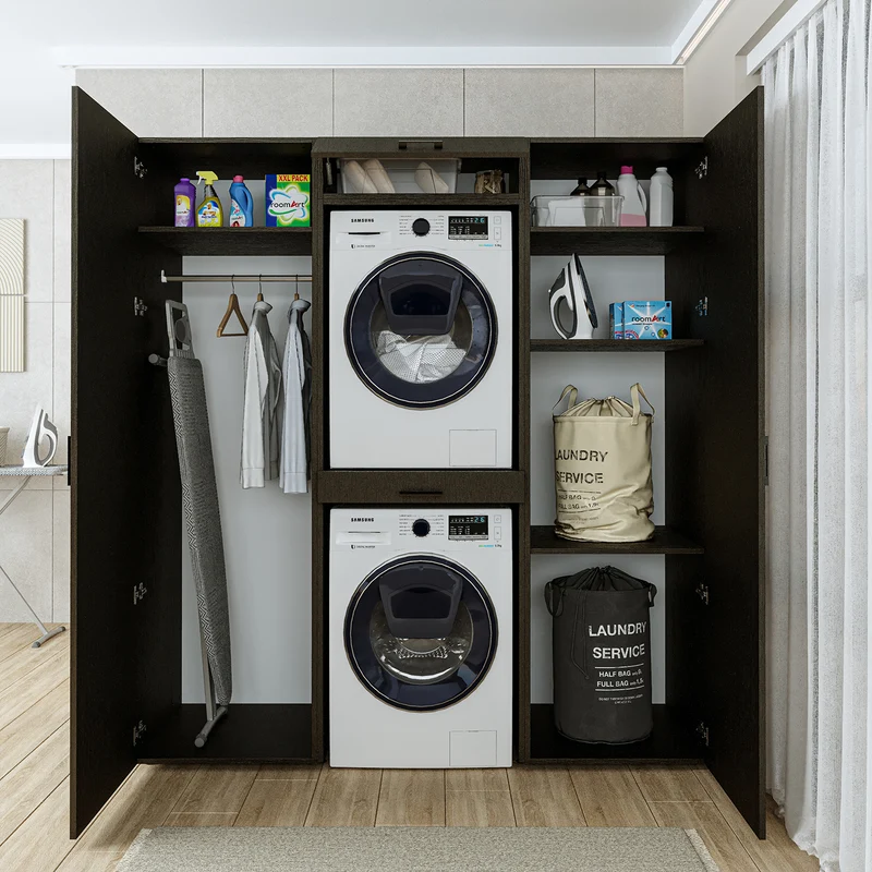 Roomart wasmachinekast DUO-I, 187 cm, kastenwand met twee hoge kasten, in 3 kleuren