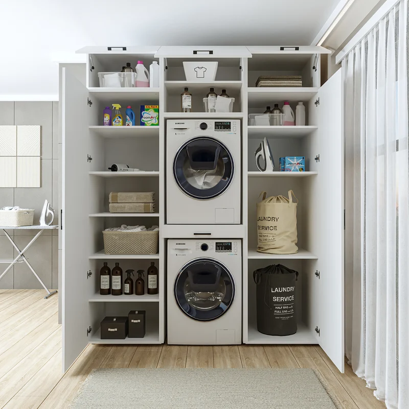 Roomart wasmachinekast DUO-I, 187 cm, kastenwand met twee hoge kasten, in 3 kleuren