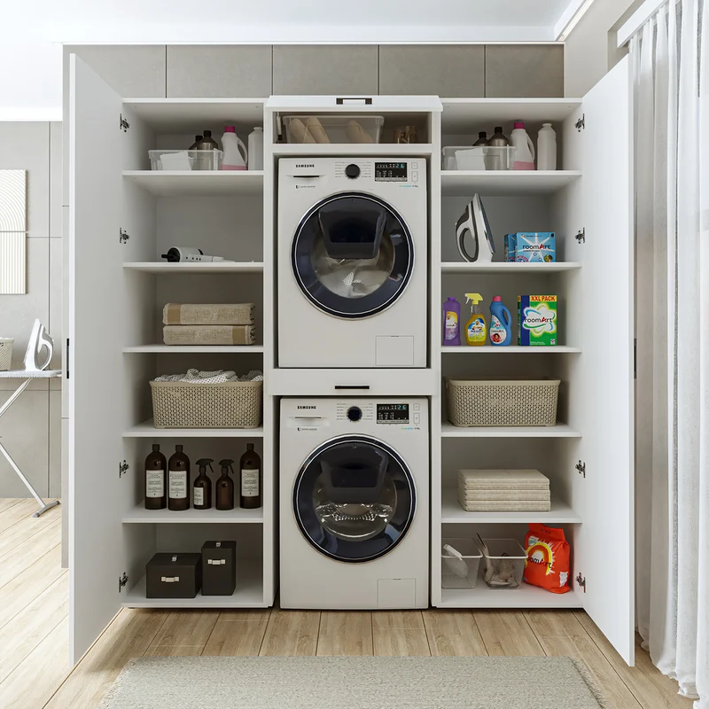 Roomart wasmachinekast DUO-I, 187 cm, kastenwand met twee hoge kasten, in 3 kleuren