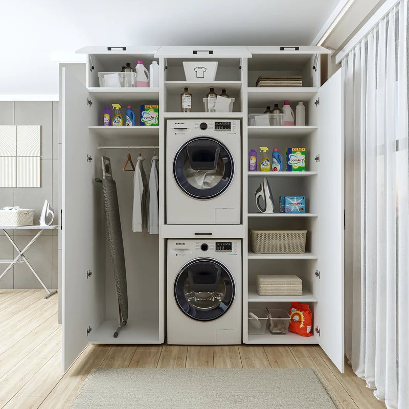Roomart wasmachinekast DUO-I, 187 cm, kastenwand met twee hoge kasten, in 3 kleuren
