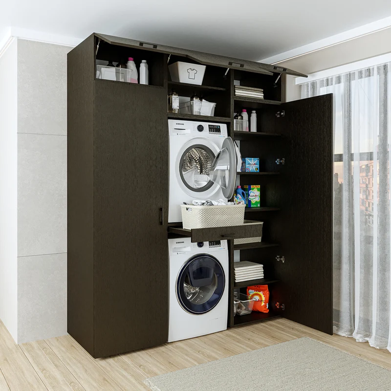 Roomart wasmachinekast DUO-I, 187 cm, kastenwand met twee hoge kasten, in 3 kleuren