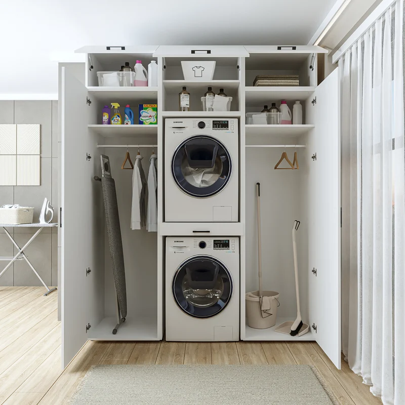 Roomart wasmachinekast DUO-I, 187 cm, kastenwand met twee hoge kasten, in 3 kleuren