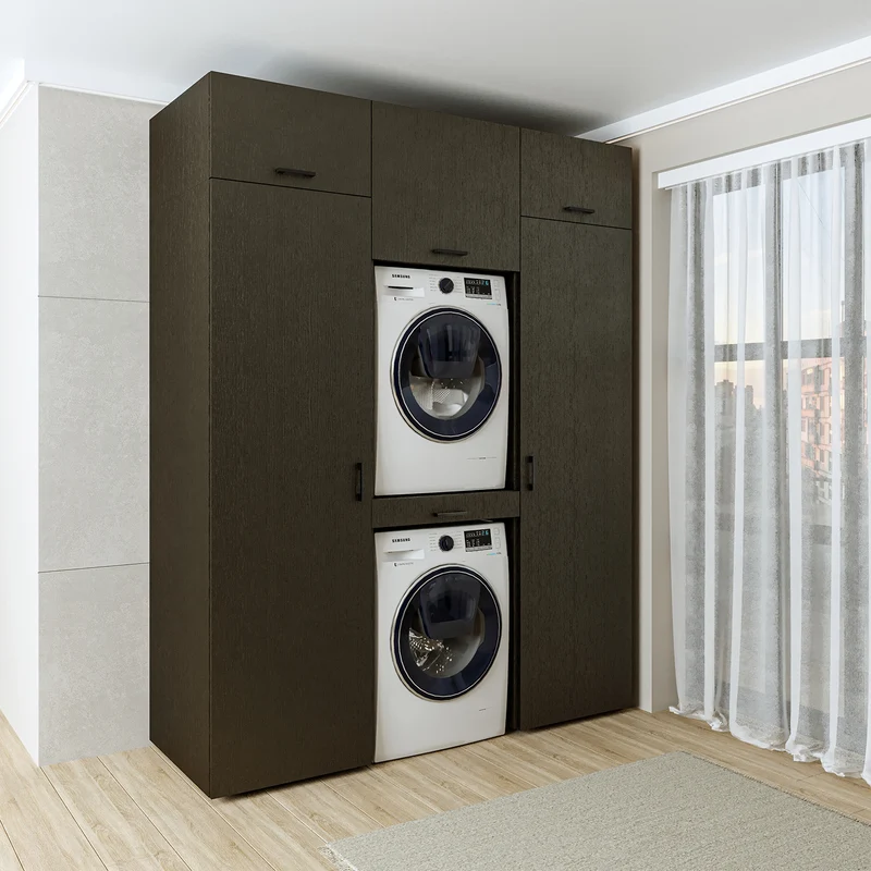 Roomart wasmachinekast DUO-I, 187 cm, kastenwand met twee hoge kasten, in 3 kleuren