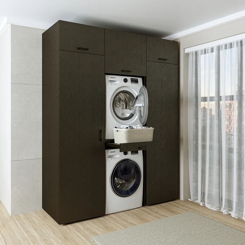 Roomart wasmachinekast DUO-I, 187 cm, kastenwand met twee hoge kasten, in 3 kleuren