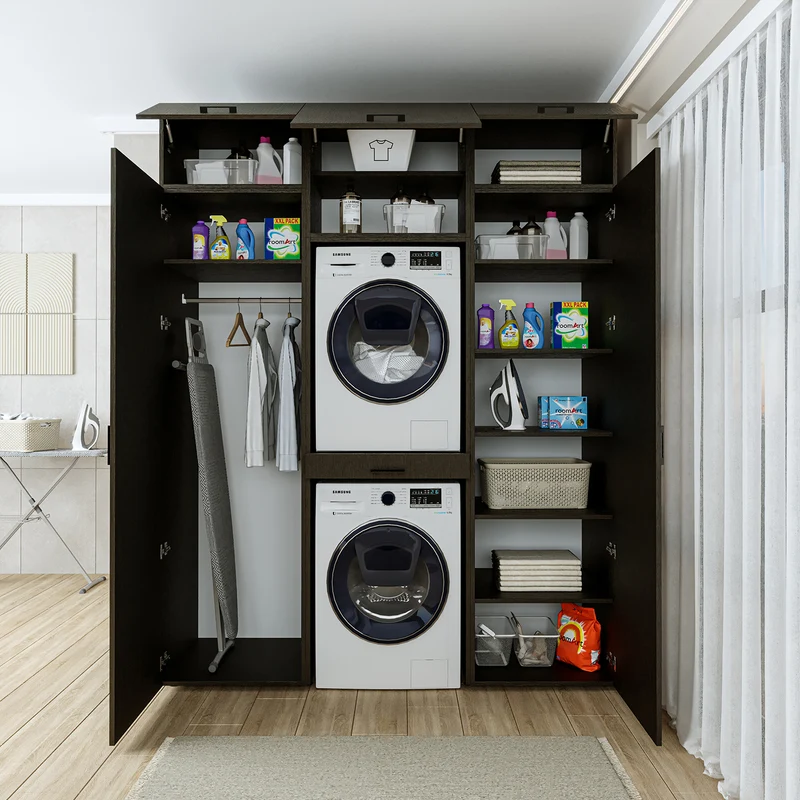 Roomart wasmachinekast DUO-I, 187 cm, kastenwand met twee hoge kasten, in 3 kleuren
