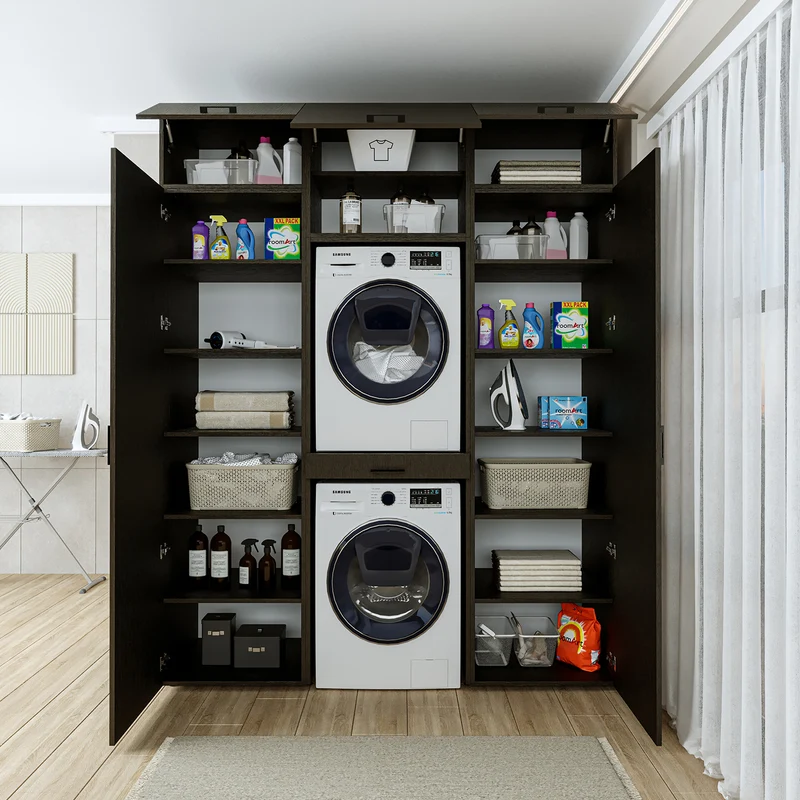 Roomart wasmachinekast DUO-I, 187 cm, kastenwand met twee hoge kasten, in 3 kleuren