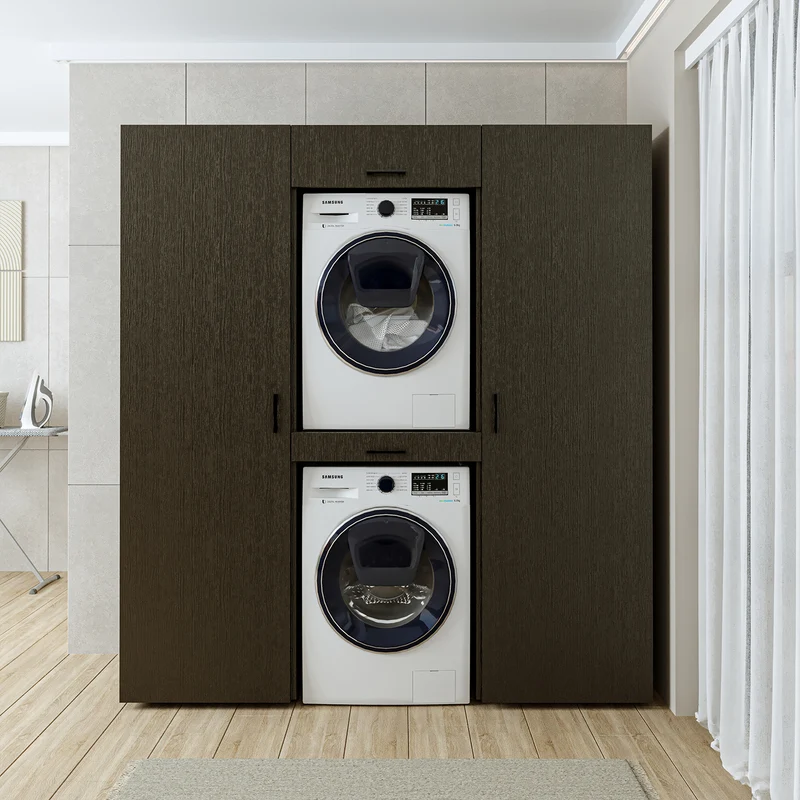 Roomart wasmachinekast DUO-I, 187 cm, kastenwand met twee hoge kasten, in 3 kleuren