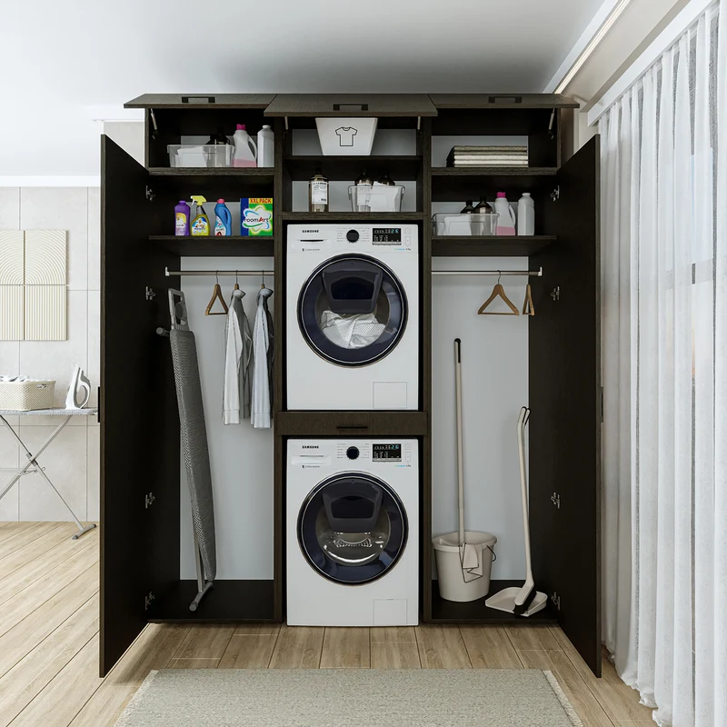 Roomart wasmachinekast DUO-I, 187 cm, kastenwand met twee hoge kasten, in 3 kleuren