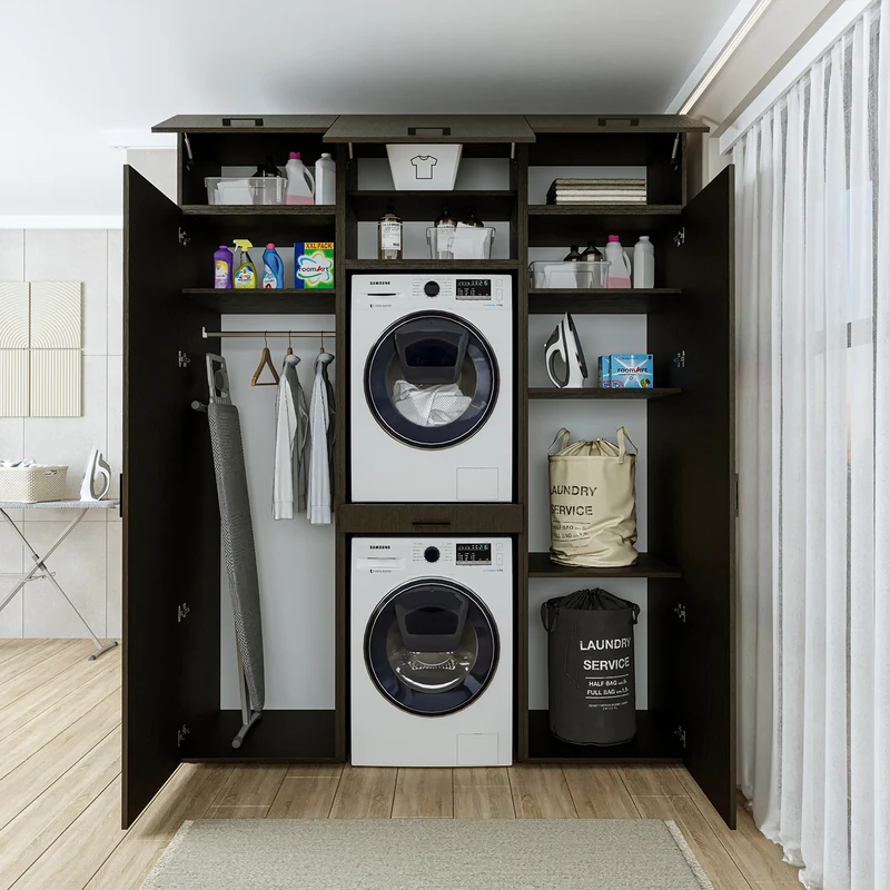 Roomart wasmachinekast DUO-I, 187 cm, kastenwand met twee hoge kasten, in 3 kleuren