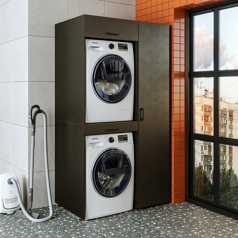 Roomart wasmachinekast DUO-I, 112 cm, met hoge kast en uittrekplank, in 3 kleuren