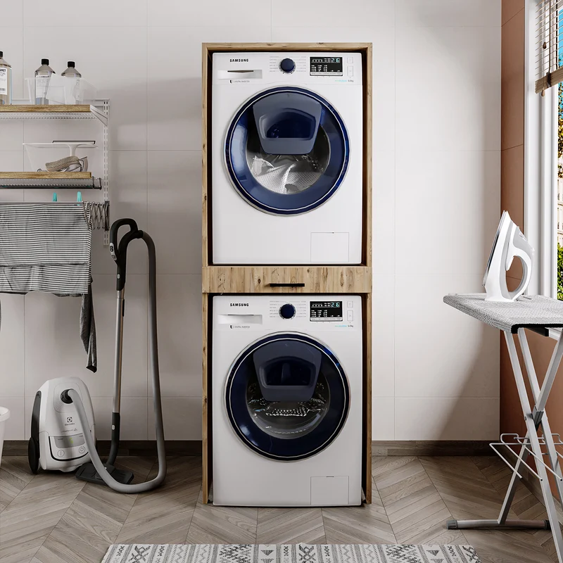 Roomart Waschmaschinenschrank DUO-I, 67 cm, für Waschmaschine und Trockner