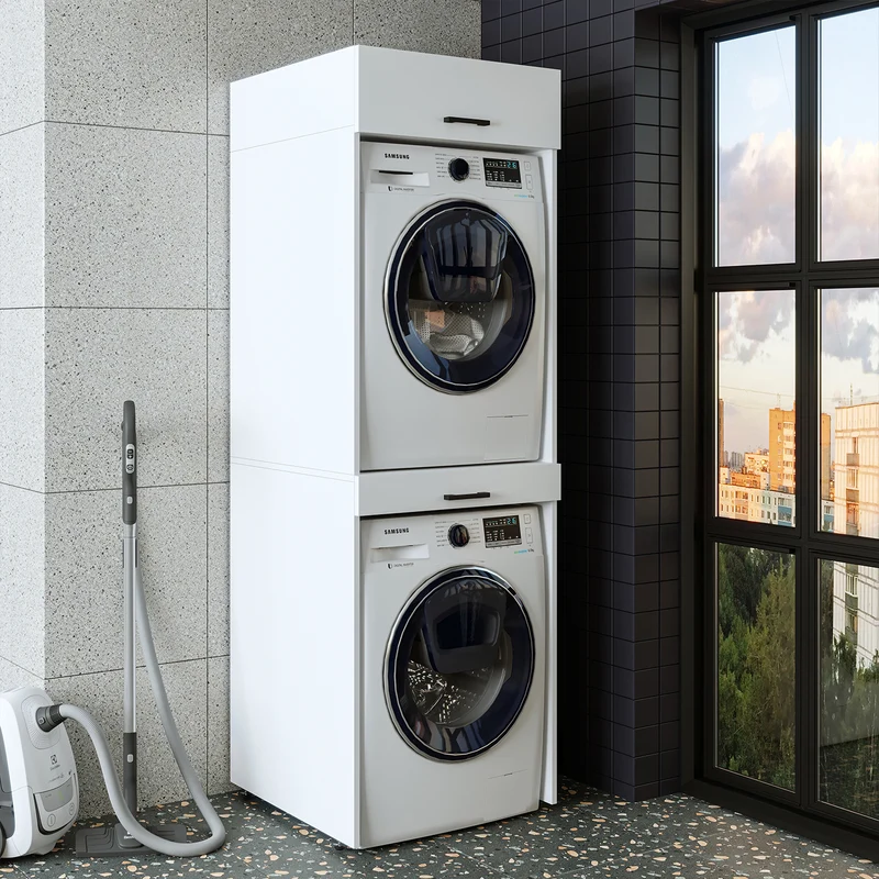 Roomart Waschmaschinenschrank DUO-I, 67 cm, für Waschmaschine und Trockner