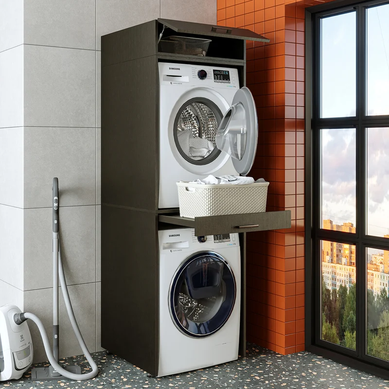 Roomart Waschmaschinenschrank DUO-I, 67 cm, für Waschmaschine und Trockner