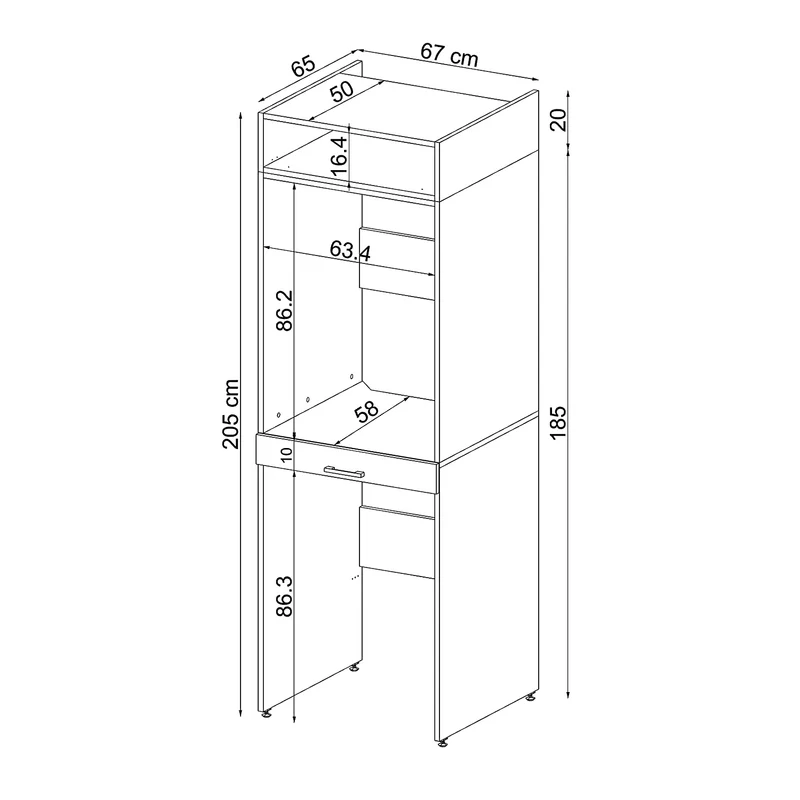 Roomart Waschmaschinenschrank DUO-I, 67 cm, für Waschmaschine und Trockner