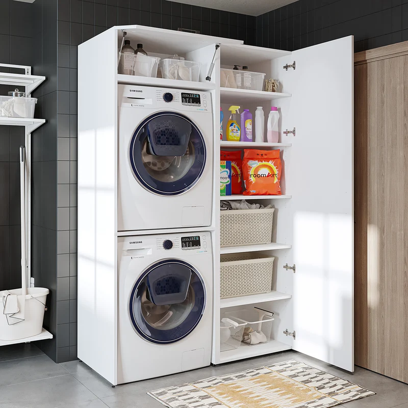 Roomart wasmachinekast DUO-II, 127 cm, voor wasmachine en droger met hoge kast, in 2 kleuren