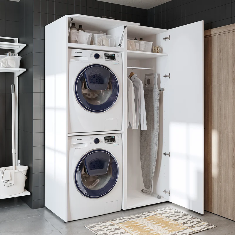 Roomart wasmachinekast DUO-II, 127 cm, voor wasmachine en droger met hoge kast, in 2 kleuren