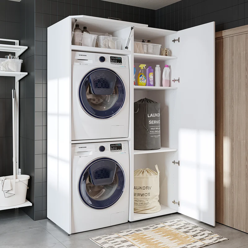 Roomart wasmachinekast DUO-II, 127 cm, voor wasmachine en droger met hoge kast, in 2 kleuren