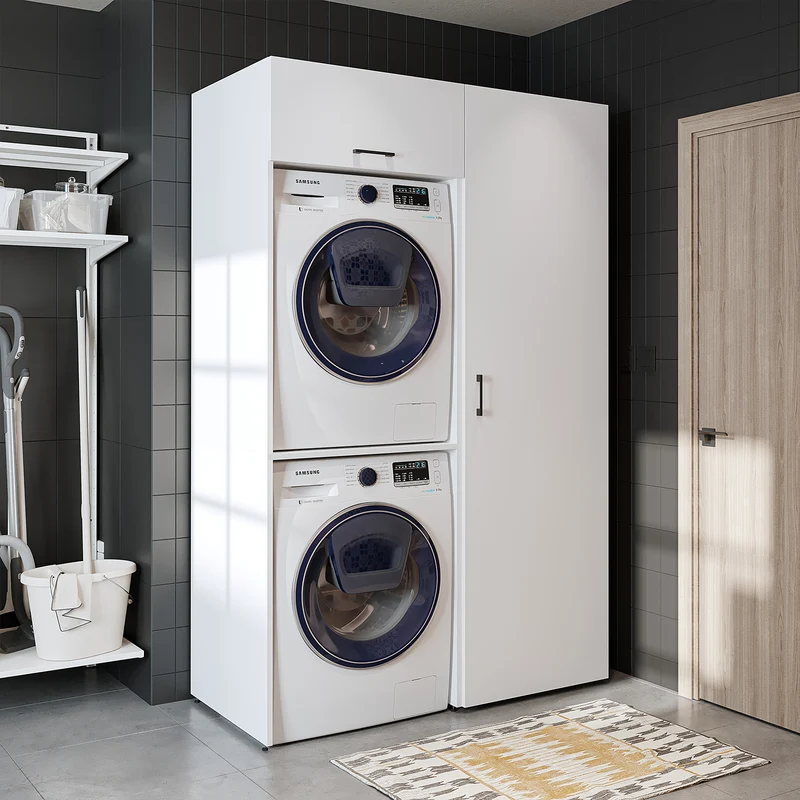 Roomart wasmachinekast DUO-II, 127 cm, voor wasmachine en droger met hoge kast, in 2 kleuren