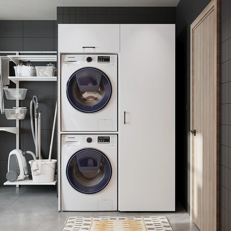 Roomart wasmachinekast DUO-II, 127 cm, voor wasmachine en droger met hoge kast, in 2 kleuren