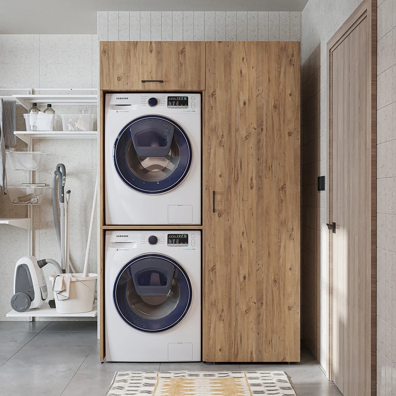 Roomart wasmachinekast DUO-II, 127 cm, voor wasmachine en droger met hoge kast, in 2 kleuren