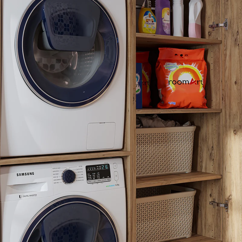 Roomart wasmachinekast DUO-II, 127 cm, voor wasmachine en droger met hoge kast, in 2 kleuren
