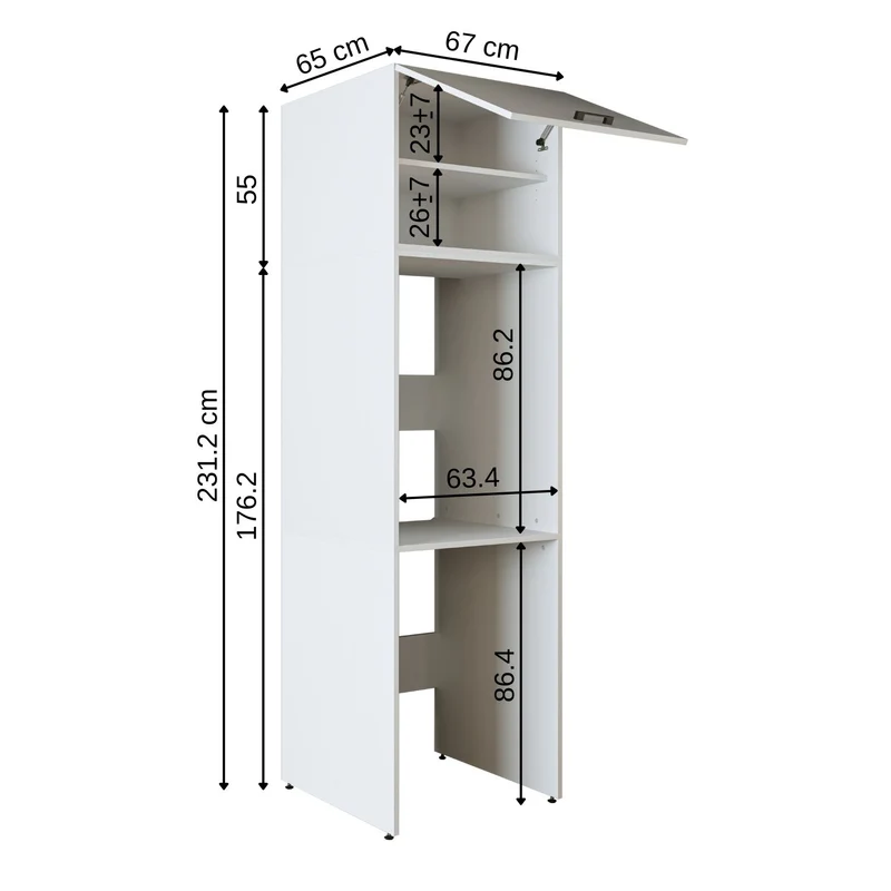 Roomart wasmachinekast DUO-II, 67 cm, bovenkast voor wasmachine en droger, in 2 kleuren