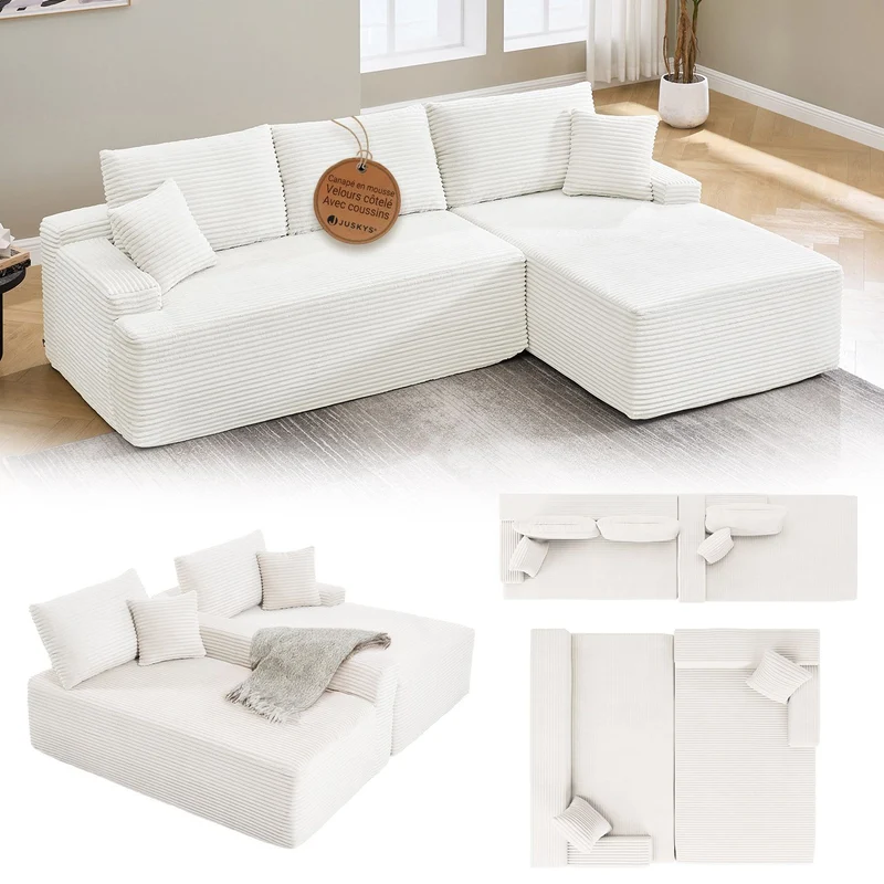 Sofa Coredo mit Cord Bezug & Dekokissen