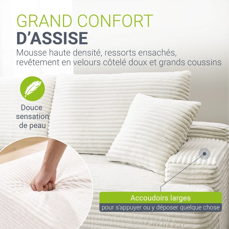 Sofa Coredo mit Cord Bezug & Dekokissen