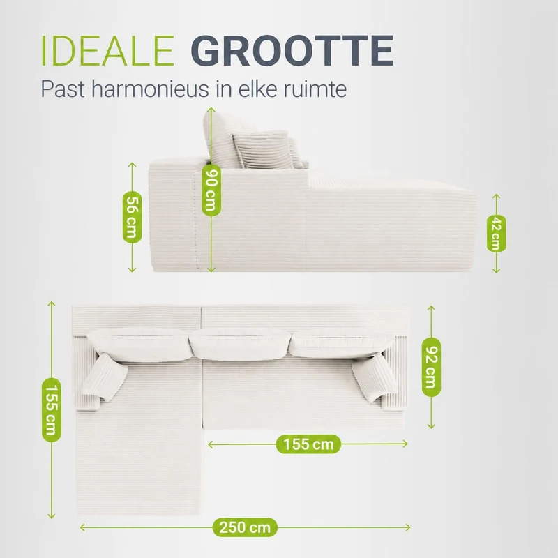 Sofa Coredo mit Cord Bezug & Dekokissen